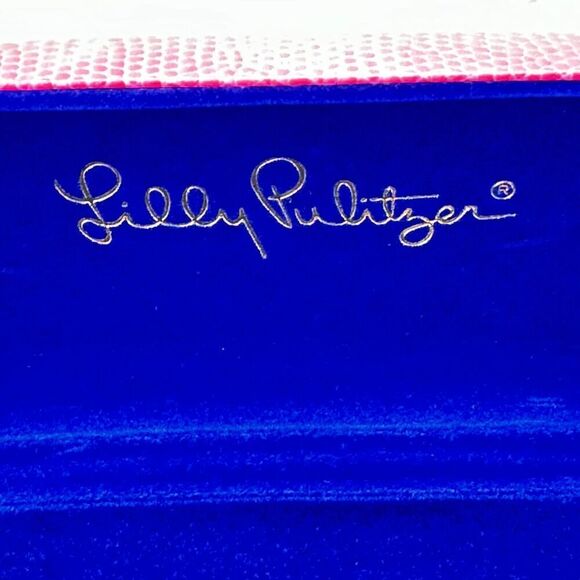 Lilly Pulitzer Pink Hard Shell Eyeglasses Sunglasses Case Gold Color Lettering - Picture 4 of 14